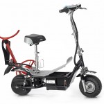 Scooter with Rack from right side and half open Battery room